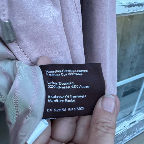 NWOT. Danier Pale Pink Leather Jacket with Ruffle Collar. - Picture 11 of 13